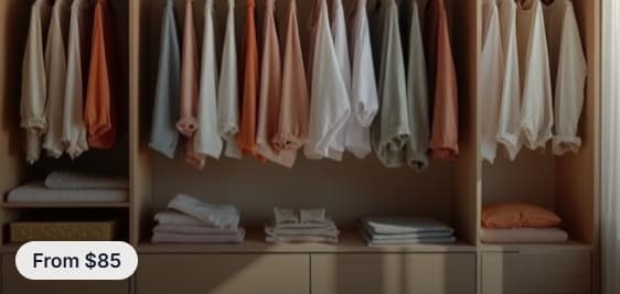 Neatly organized closet with folded linens